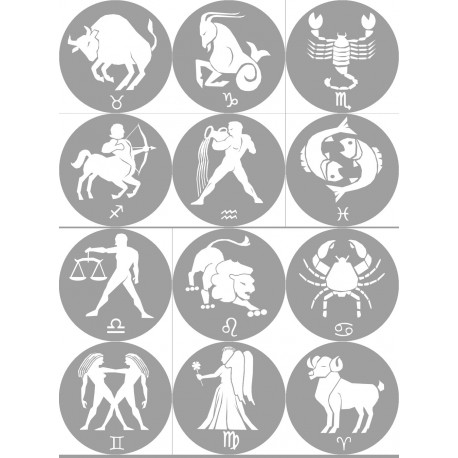 Famille Signes Du Zodiaque Gris 12 Stickers De 7cm Sticker Autocol