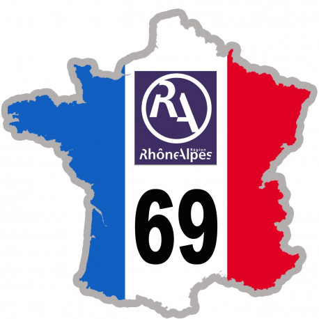 FRANCE 69 Rhône Alpes - 10x10cm - Sticker/autocollant