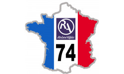 FRANCE 74 Rhône Alpes - 10x10cm - Sticker/autocollant