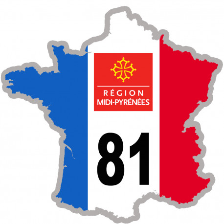 FRANCE 81 Midi Pyrénées - 10x10cm - Sticker/autocollant