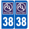 immatriculation 38 région - Sticker/autocollant