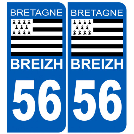 immatriculation 56 drapeau Breton - Sticker/autocollant