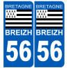 immatriculation 56 drapeau Breton - Sticker/autocollant