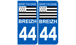 immatriculation 44 drapeau Breton - Sticker/autocollant