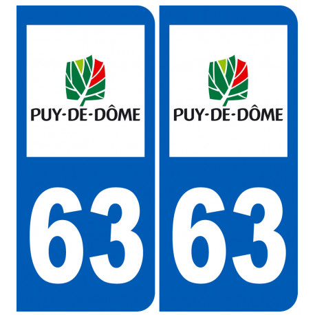 immatriculation 63 (Puy-de-Dôme) - Sticker/autocollant