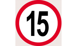 Disque de vitesse 15km/h rouge - 15cm - Sticker/autocollant