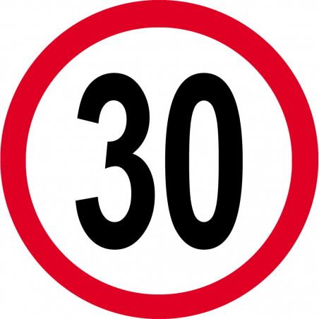 Disque de vitesse 30km/h rouge - 15cm - Sticker/autocollant