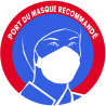 Port du masque recommandé - 10cm - Sticker/autocollant