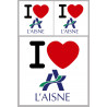 Département de L'Aisne (02) - 3 autocollants "J'aime" - Sticker/autocollant