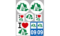 Département 09 L'Ariège - 8 autocollants variés - Sticker/autocollant