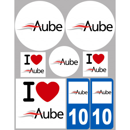 Département 10 L'Aube - 8 autocollants variés - Sticker/autocollant