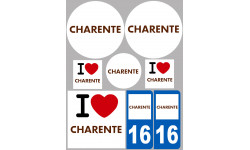 Département 16 La Charente - 8 autocollants variés - Sticker/autocollant