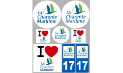 Département 17 La Charente Maritime - 8 autocollants variés - Sticker/autocollant