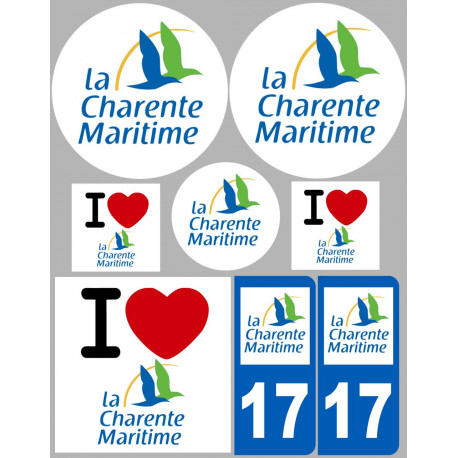 Département 17 La Charente Maritime - 8 autocollants variés - Sticker/autocollant