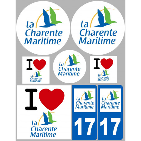 Département 17 La Charente Maritime - 8 autocollants variés - Sticker/autocollant