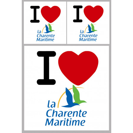 Département La Charente Maritime (17) - 3 autocollants "J'aime" - Sticker/autocollant