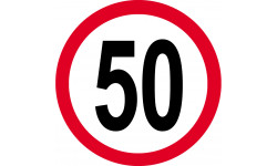 Disque de vitesse 50km/h rouge - 20cm - Sticker/autocollant