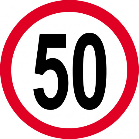 Disque de vitesse 50km/h rouge - 10cm - Sticker/autocollant