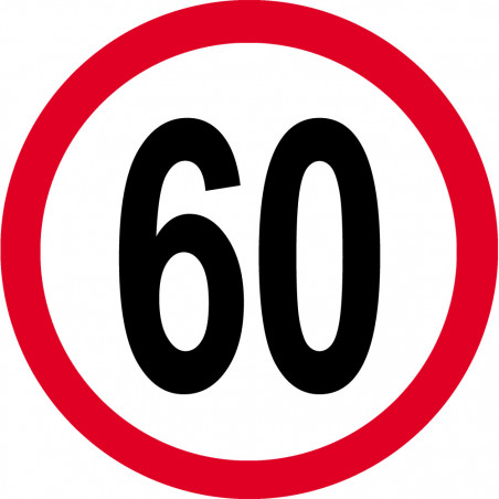 Disque de vitesse 60km/h rouge - 10cm - Sticker/autocollant