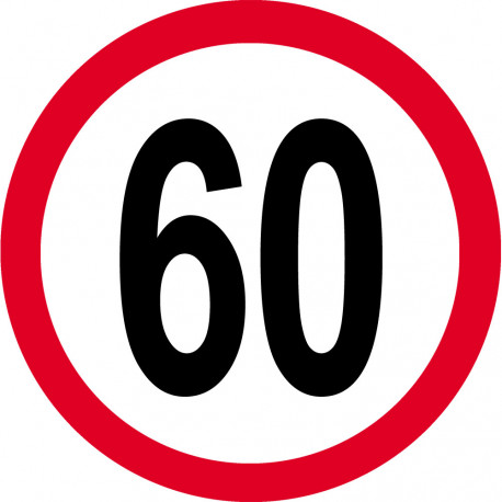 Disque de vitesse 60km/h rouge - 15cm - Sticker/autocollant