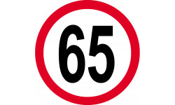 Disque de vitesse 65km/h rouge - 15cm - Sticker/autocollant