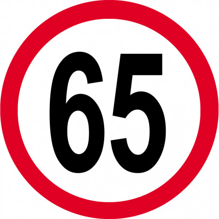 Disque de vitesse 65km/h rouge - 15cm - Sticker/autocollant