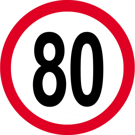 Disque de vitesse 80km/h rouge - 10cm - Sticker/autocollant