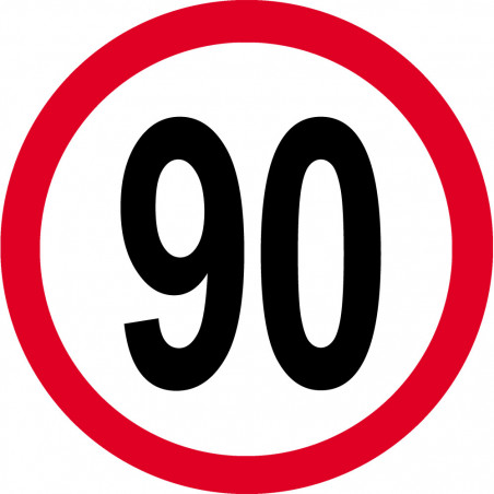 Disque de vitesse 90km/h rouge - 15cm - Sticker/autocollant