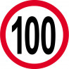 Disque de vitesse 100km/h rouge - 20cm - Sticker/autocollant