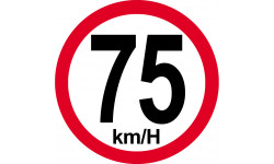 Disque de vitesse 75Km/H bord rouge - 20cm - Sticker/autocollant