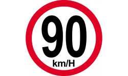 Disque de vitesse 90Km/H bord rouge - 15cm - Sticker/autocollant