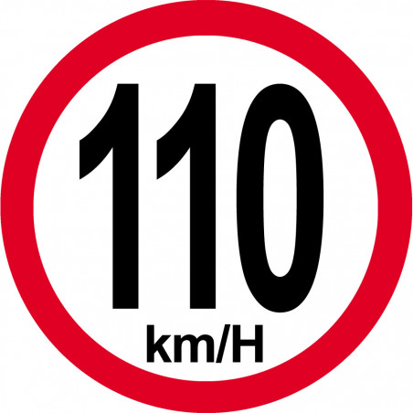 Disque de vitesse 110Km/H bord rouge - 20cm - Sticker/autocollant