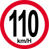 Disque de vitesse 110Km/H bord rouge - 20cm - Sticker/autocollant