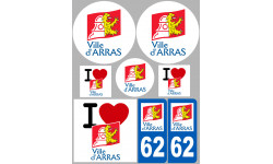 62 Arras - 8 autocollants variés - Sticker/autocollant