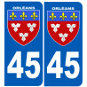 immatriculation 45 Blason Orléans - Sticker/autocollant