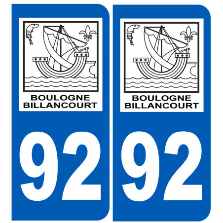 immatriculation 92 Boulogne-Billancourt - Sticker/autocollant