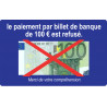 Paiement billet de 100 euros refusé - 15x9.2cm - Sticker/autocollant