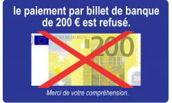 Paiement billet de 200 euros refusé - 15x9.2cm - Sticker/autocollant