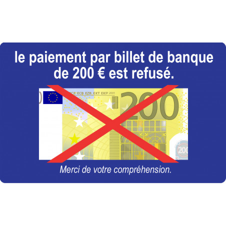 Paiement billet de 200 euros refusé - 15x9.2cm - Sticker/autocollant