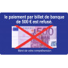 Paiement billet de 500 euros refusé - 15x9.2cm - Sticker/autocollant