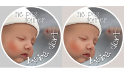 bébé dort ne pas sonner - 2x4.5cm - Sticker/autocollant