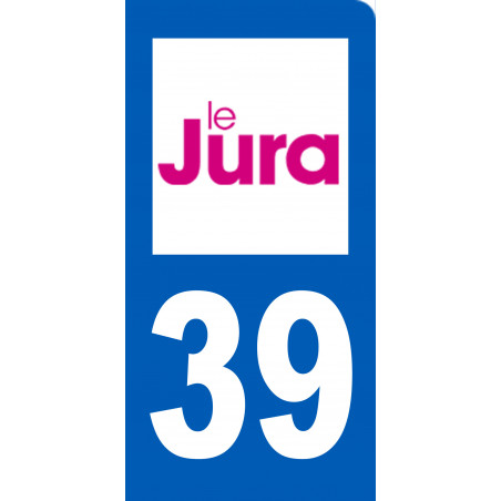 immatriculation 39 Jura - 6x3cm - Sticker/autocollant