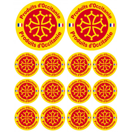 Produits d'Occitanie -  2 stickers 10cm /  12 stickers de 5cm - Sticker/autocollant