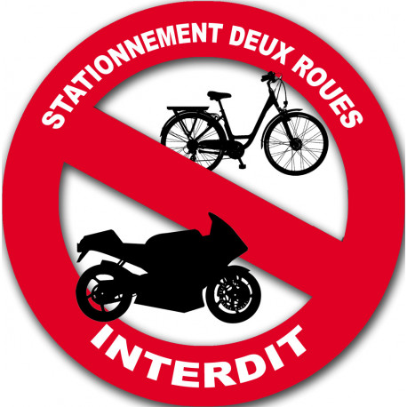 stationnement 2 roues interdit - 20cm - Sticker/autocollant