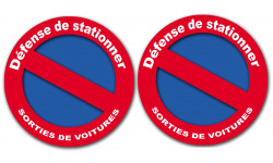 Défense de stationner - 2stickers de10cm - Sticker/autocollant