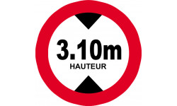 hauteur de passage maximum 3.10m - 20cm - Sticker/autocollant