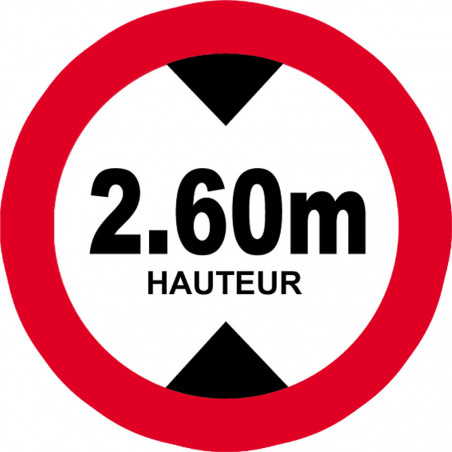 hauteur de passage maximum 2.60m - 20cm - Sticker/autocollant