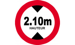 hauteur de passage maximum 2.10m - 20cm - Sticker/autocollant