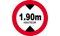 hauteur de passage maximum 1.90m - 20cm - Sticker/autocollant