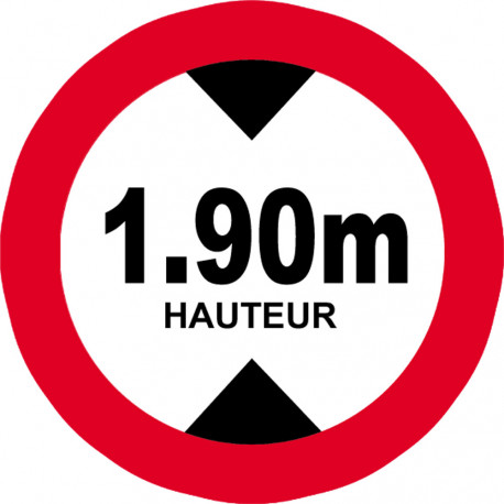 hauteur de passage maximum 1.90m - 20cm - Sticker/autocollant